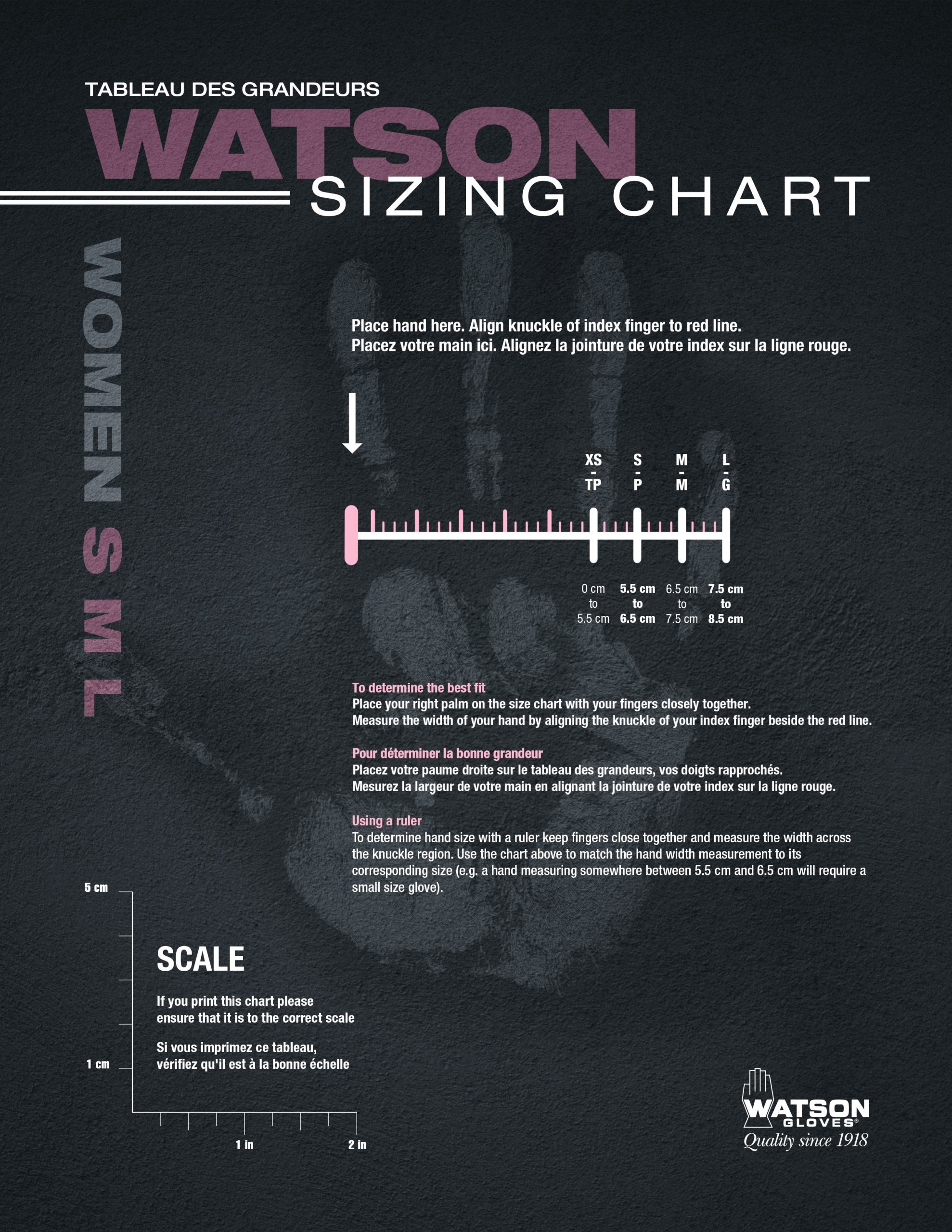 Watson Sizing Chart Womens Measurements