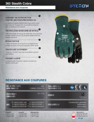 365 Stealth Cobra Spec Sheet French