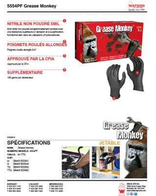 Grease Monkey 5555PF Nitrile 8mil Gloves, 50/box, M - Air Pure Shop