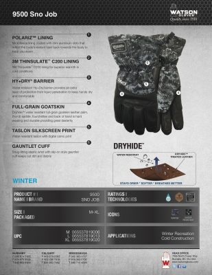 9500 Sno Job Spec Sheet