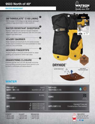 9503 North of 49º Spec Sheet