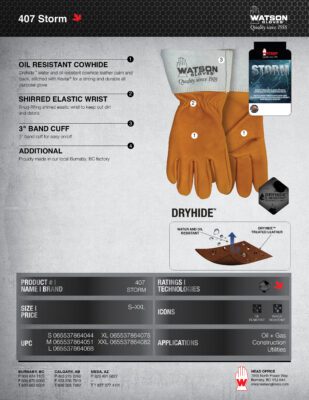 407CR Storm Cut Resistant Gloves Spec Sheet