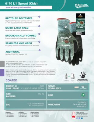6170 L'il Sprout Sustainable Kids Gardening Gloves Spec Sheet IMG