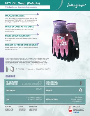 6171 Oh, Snap! (Kids) Spec Sheet French