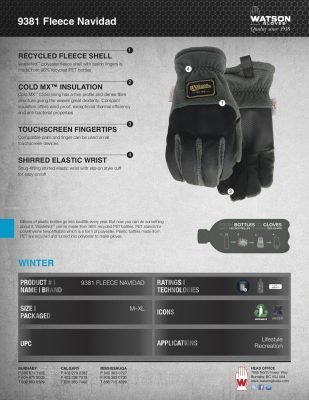 9381 Fleece Navidad Spec Sheet