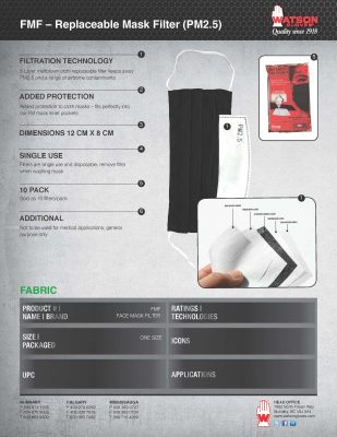 FMF Face Mask Filter Spec Sheet