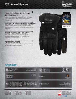 2781 Ace of Spades Spec Sheet French