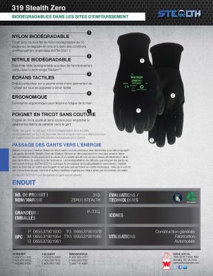 319 Stealth Zero Spec Sheet French