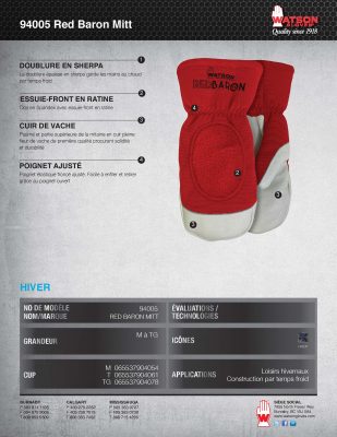 94005 Red Baron Spec Sheet French