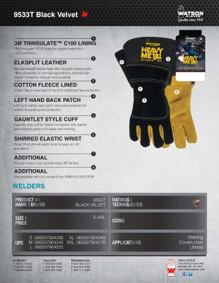 9533T Black Velvet Spec Sheet