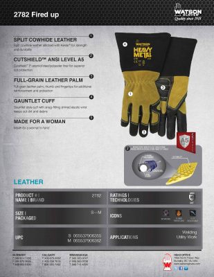 2782 Fired up Welding Gloves for a Woman’s Hand Spec Sheet IMG