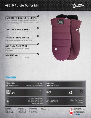 9593P Purple Puffer Mitt Spec Sheet IMG