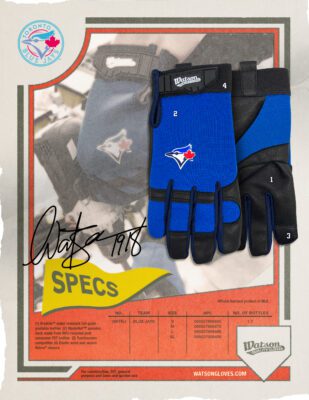 005TBJ Toronto Blue Jays Work Gloves - Heritage Card Spec Sheet IMG