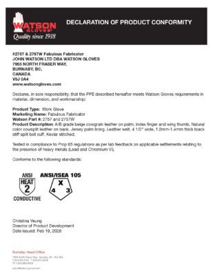 2757 Heavy Metal Fabulous Fabricator Declaration of Product Conformity